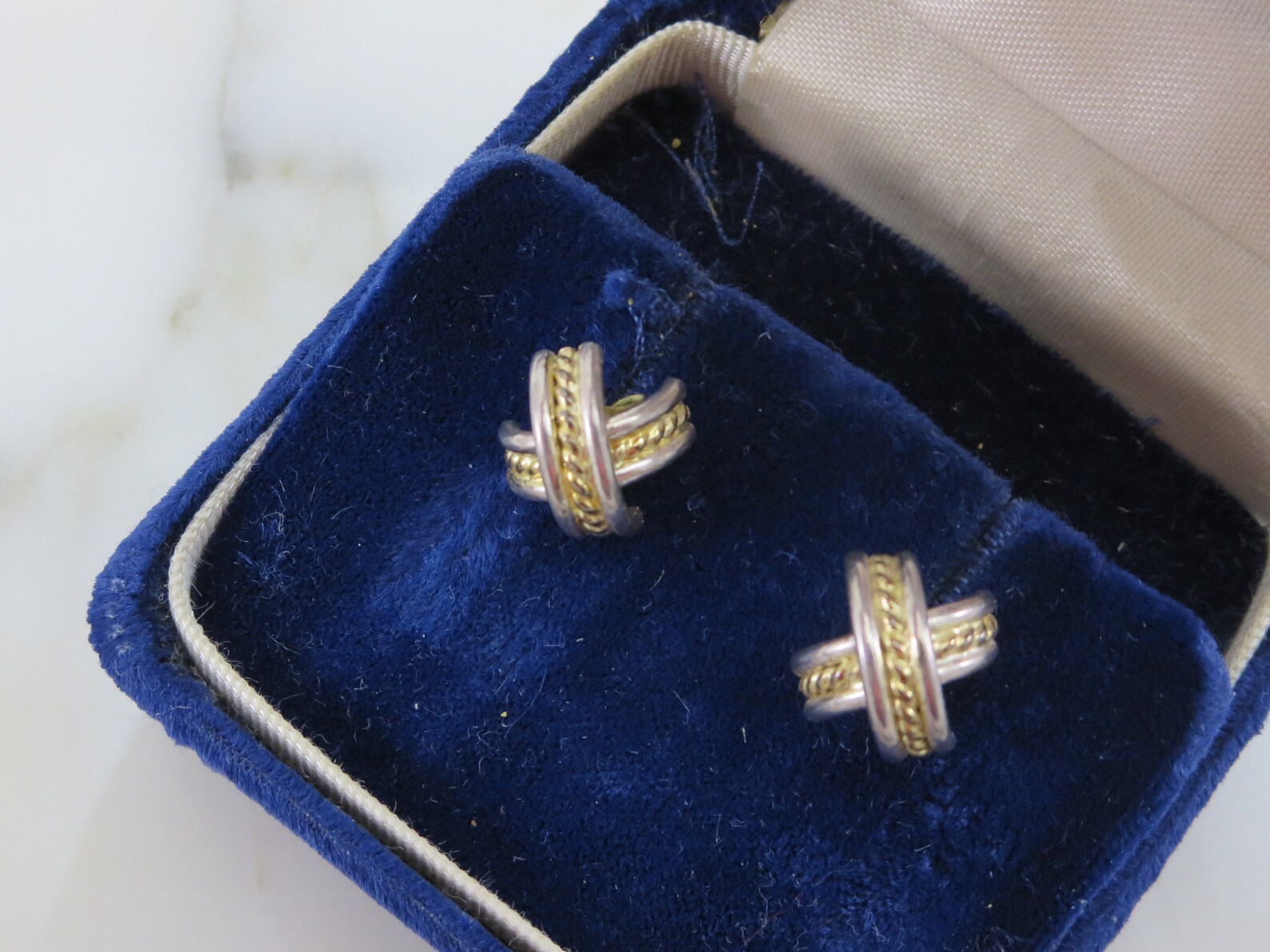 Silver and Gold X Earrings Sterling Silver Pierced X Kisses Etsy