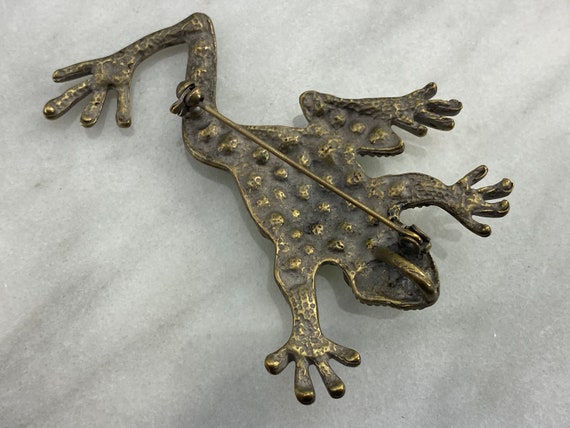 Vintage Rhinestone Frog Brooch or Pendant - Figur… - image 5