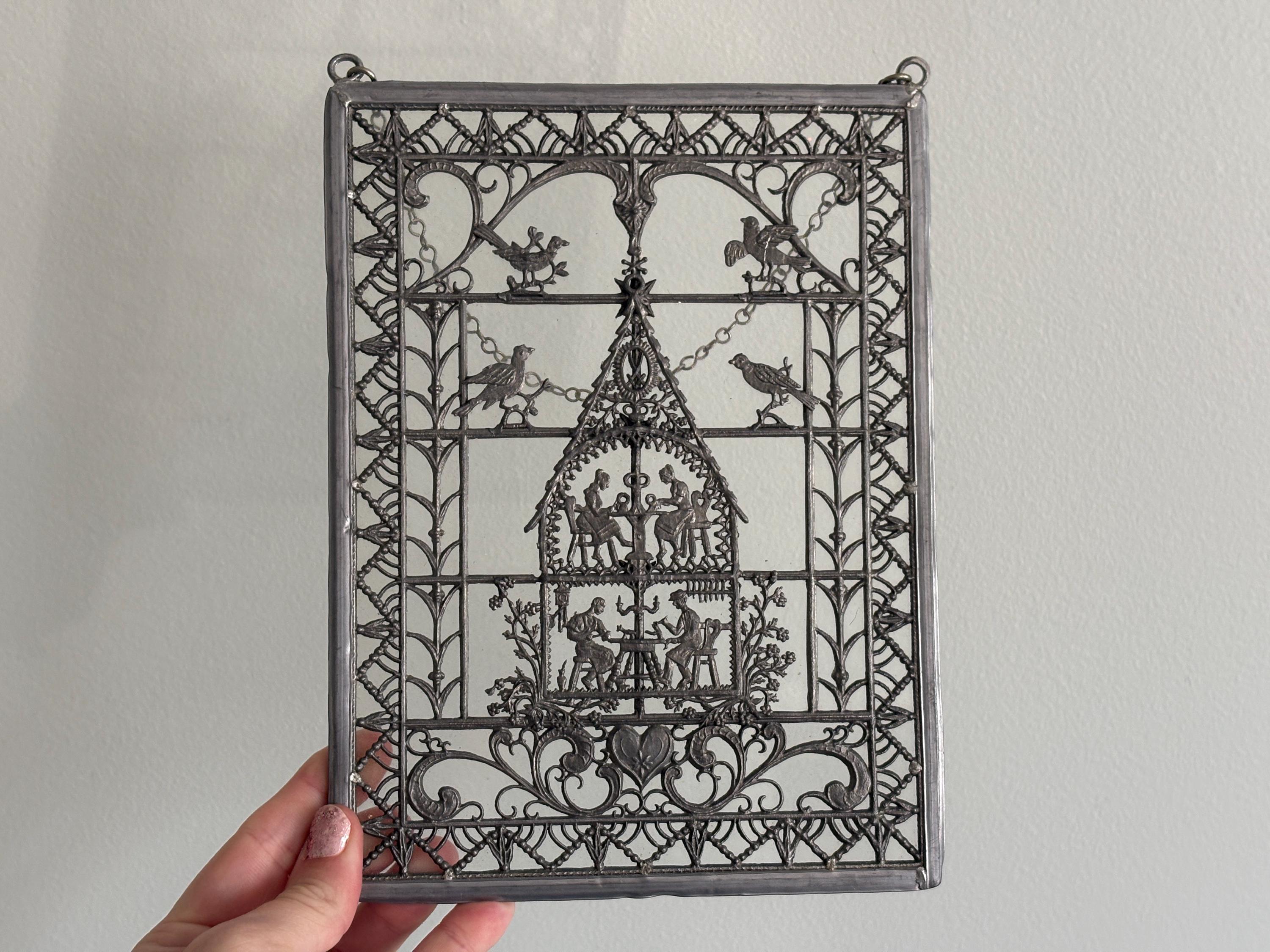 Vintage Babette Schweizer German Pewter Glass Wall Hanging Sun