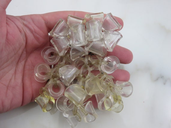 Vintage 1930s Clear Plastic Dangle Brooch - Early… - image 3