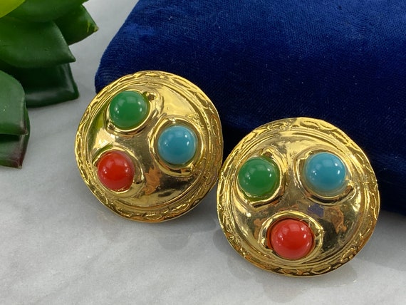 Huge Costume Jewelry Earrings - Large 1980s Jewel… - image 8