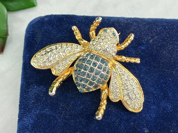 Costume Jewelry Bee Brooch - Rhinestone Bee, Queen
