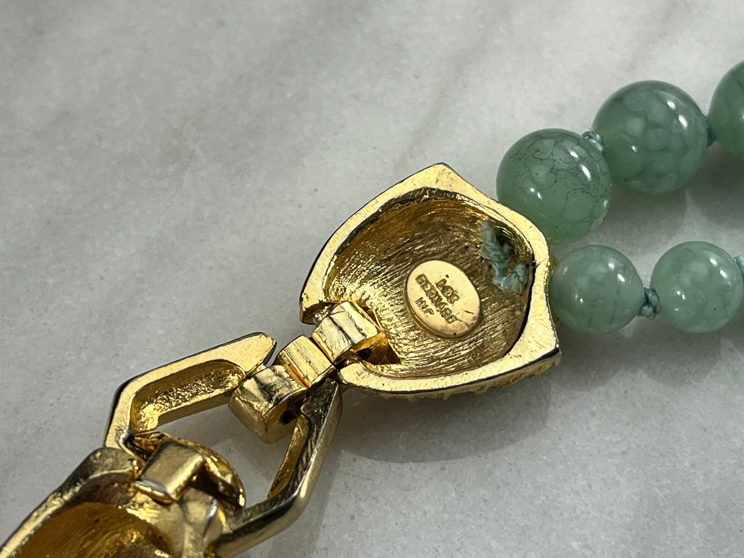 Les Bernard Zebra Head Double Strand Faux Jade Necklace