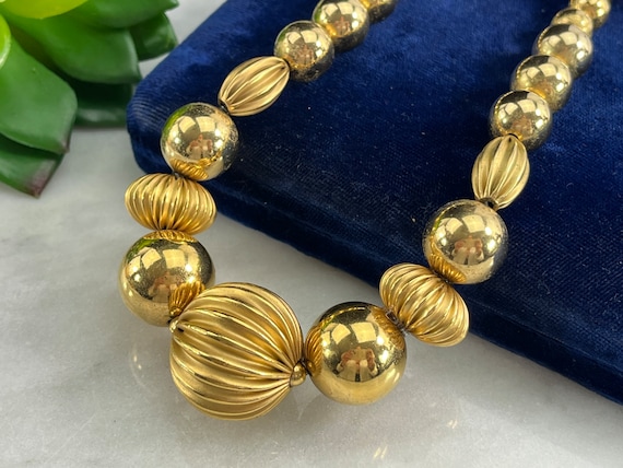 Gold Bead Necklace - Vintage Napier Costume Jewel… - image 1