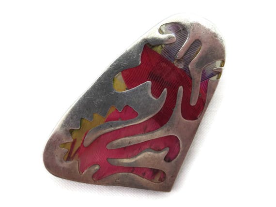 Vintage Pluma Azteca Pendant Brooch - Taxco Mexic… - image 9