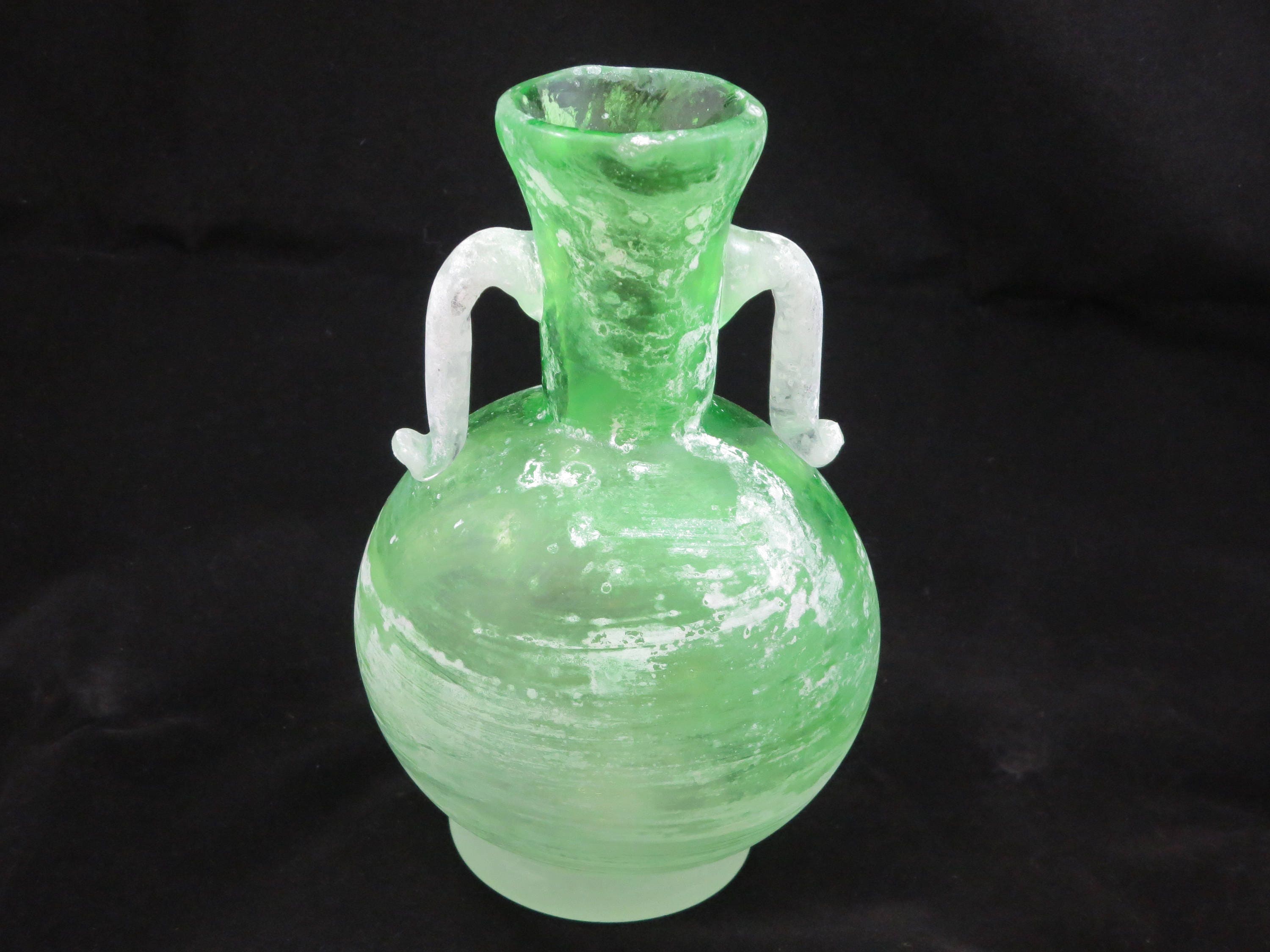 Vintage Murano Glass Vase Scavo, Zane Green Venetian Art Glass - Etsy