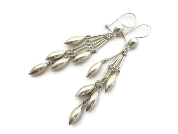Silver Earrings - Long Dangles, Boho Jewelry Vint… - image 5