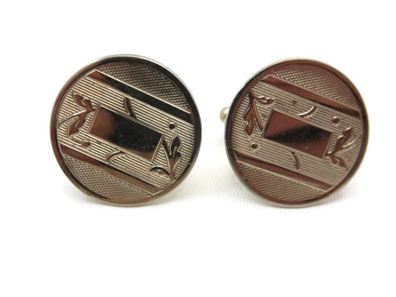 Mid Century Cufflinks - Pale Gold Tone, Vintage M… - image 2