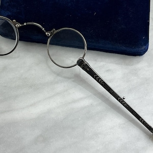 900 Silver Lorgnette - Folding Eye Glasses with Mother of Pearl