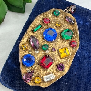 1930s Rhinestone Pendant Brooch - Vintage Costume Jewelry