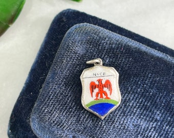 Enamel Travel Charm - Sterling Silver Enamel Nice France Souvenir Bracelet Charm