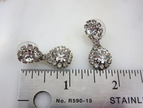 Rhinestone Dangle Earrings - Figure Eight Clear S… - image 2