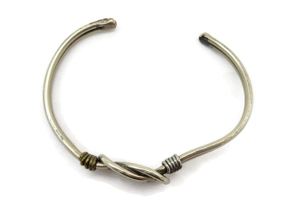 Vintage Silver Cuff Bracelet - Modern Jewelry, Kn… - image 3