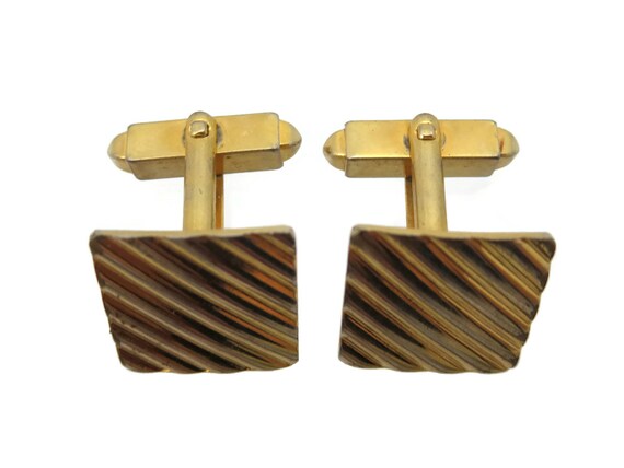 Vintage Mid Century Cufflinks - Gold Plated - image 4