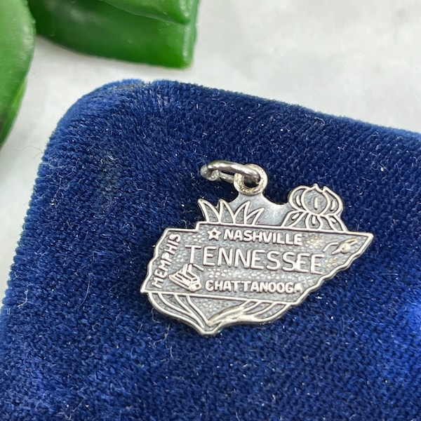 Sterling Silver Tennessee Souvenir Charm - Map Travel State Charms for Bracelet
