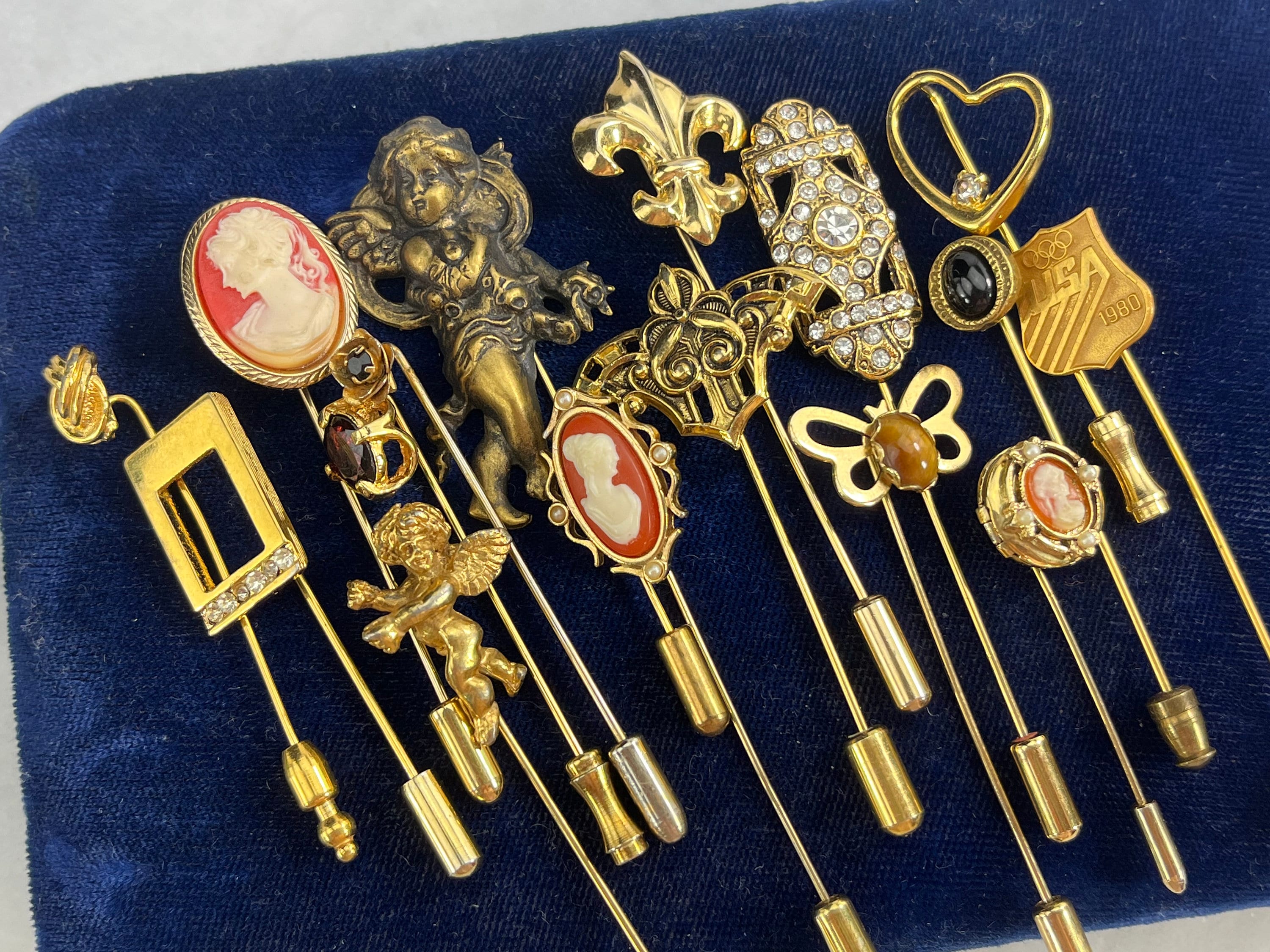 Collection Of Thirty-two Antique And Vintage Stick Pins Auction