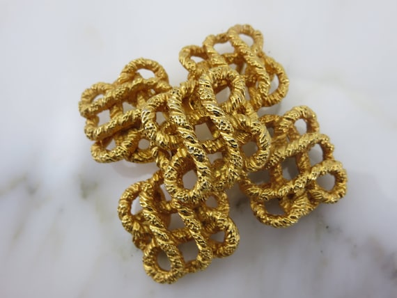 Vintage Gold Knot Brooch or Pendant - Lucien Picc… - image 4