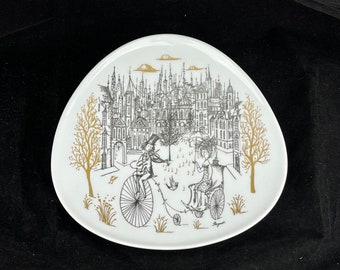 Rosenthal China Studio Line Lovers Plate - R. Peynet, Boy and Girl, Music Cityscape
