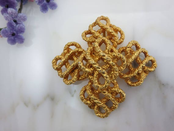 Vintage Gold Knot Brooch or Pendant - Lucien Picc… - image 1