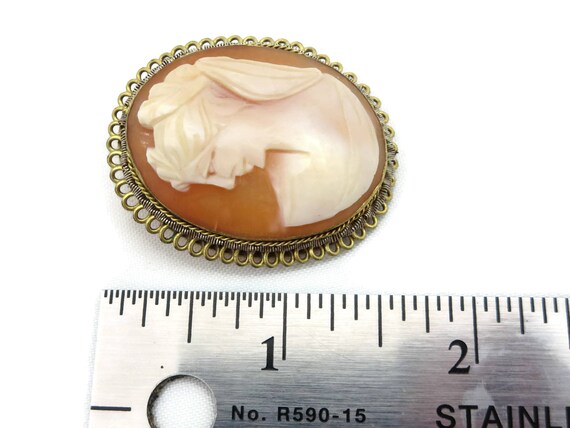 Vintage Cameo Brooch Pendant - Cameo Carved Shell - image 6