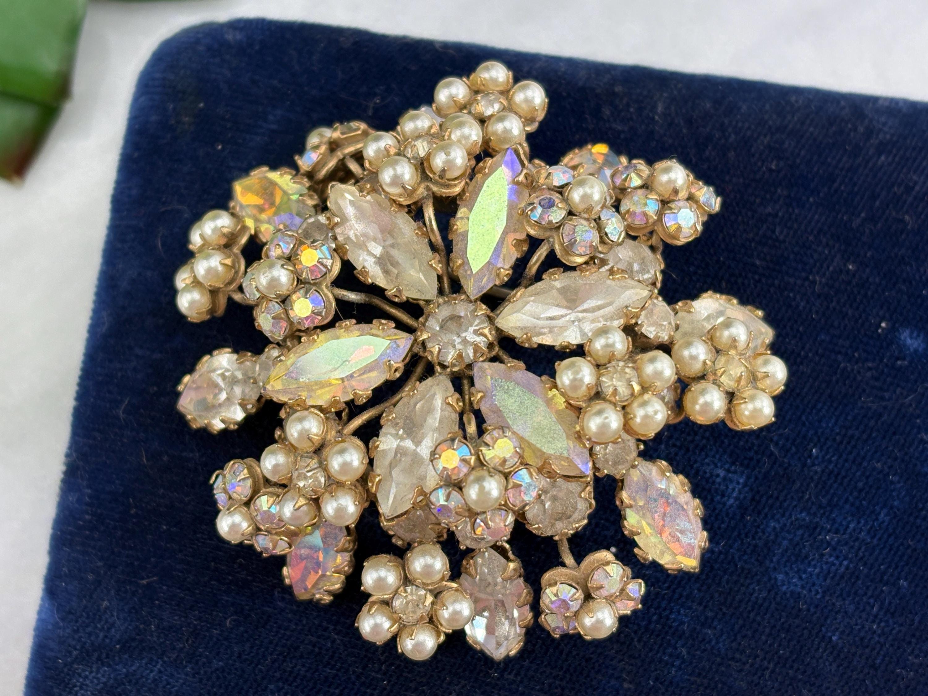 Vintage Verified Schreiner Jewelry Rhinestone Brooch Pin