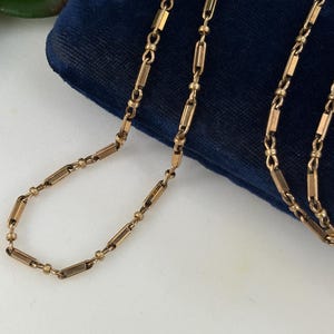 Vintage 12k goudgevulde staafketting 24&quot; oude veerringsluiting