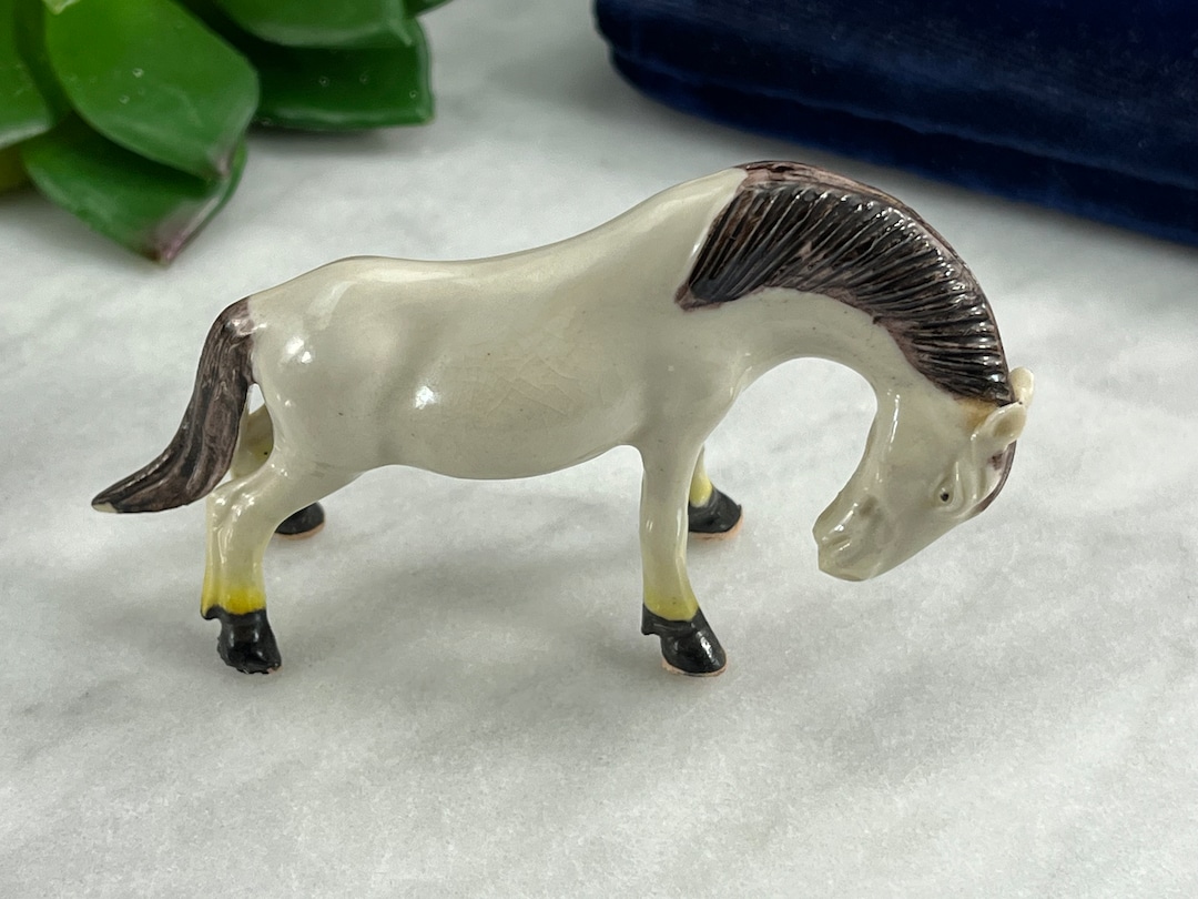 Chinese Porcelain Horse Figurine White Pony Etsy