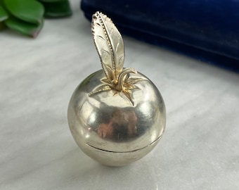 Betel Nut Box - Miniature Metal Figural Apple Shape