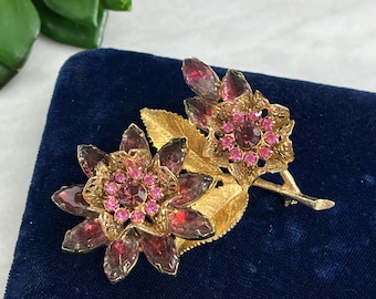 Black Enamel Flower Brooch - Vintage Sarah Coventry Costume  display picture 3