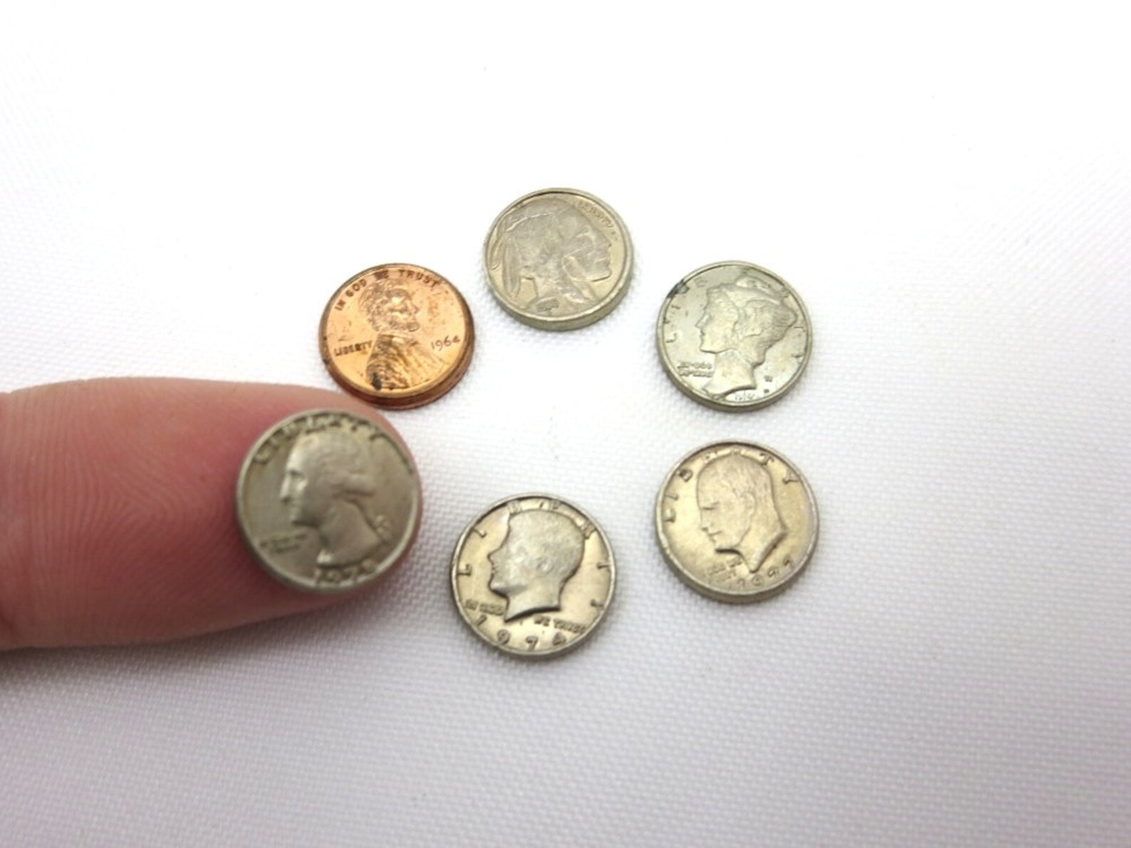 Miniature Coin Set Mini Dollhouse Coins US Penny Quarter Etsy