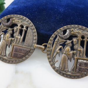 Victorian Asian Inspired Dress Buckle - Japanese, Steel Cut, Lovers under Moonlight