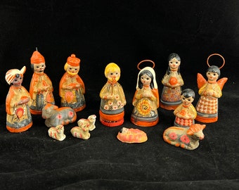 Vintage Tonala Pottery Nativity Scene - Folk Art Christmas Decor, Mexico