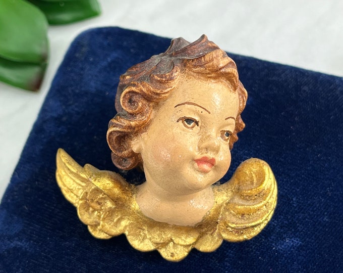Vintage Nativity Angel or Bavarian Cherub Putti Hand Carved and Gilt