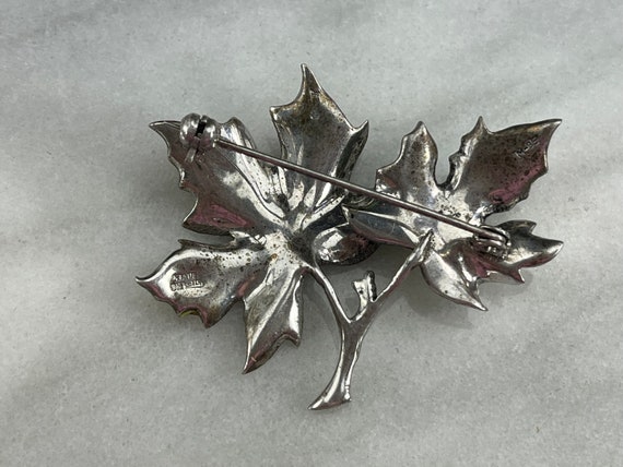 Enamel on Sterling Silver Maple Leaf Brooch - Mar… - image 3