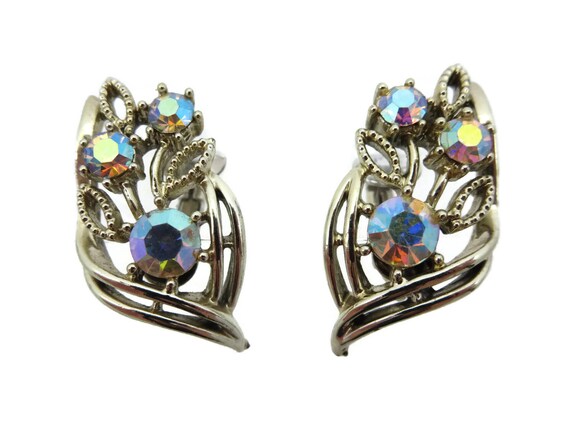 Boucles D'oreilles Vintage Dorées à Clip - Avec Brillants - Occasion