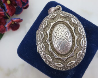 Antiek zilveren medaillon - Sterling zilver, geheime boodschap binnenin, Edwardiaans