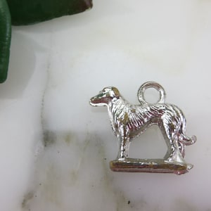Dog Cracker Jack Charm - Silver Metallic Plastic Celluloid Pendant, Cracker Jack Prize