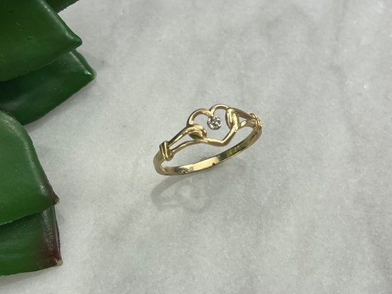 10k Gold Diamond Heart Ring - Vintage Rings for W… - image 3