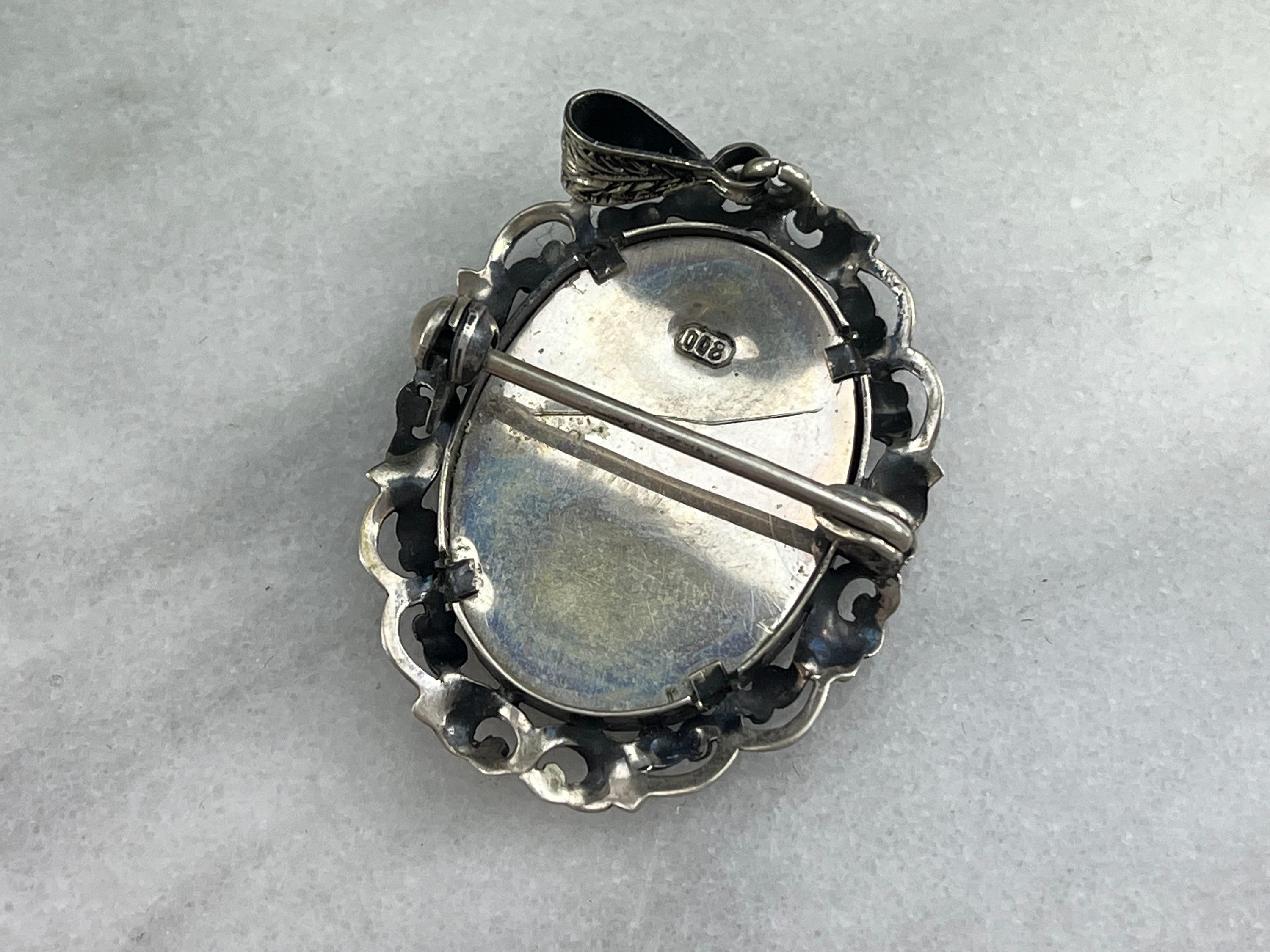 Broche / Pendentif Religieux Ancien En Argent Filigrané 19ème Siècle - Occasion Bon état