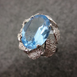 アクアブルーストーンステートメントリング - スターリングシルバー製ヴィンテージリング（女性用、サイズ6）