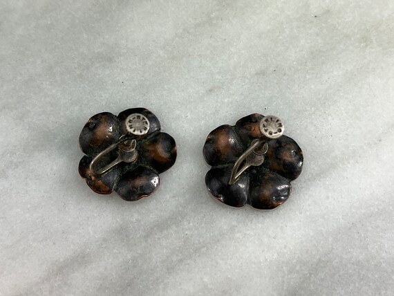 Copper Flower Earrings - Dogwood, Hand Wrought, S… - image 4