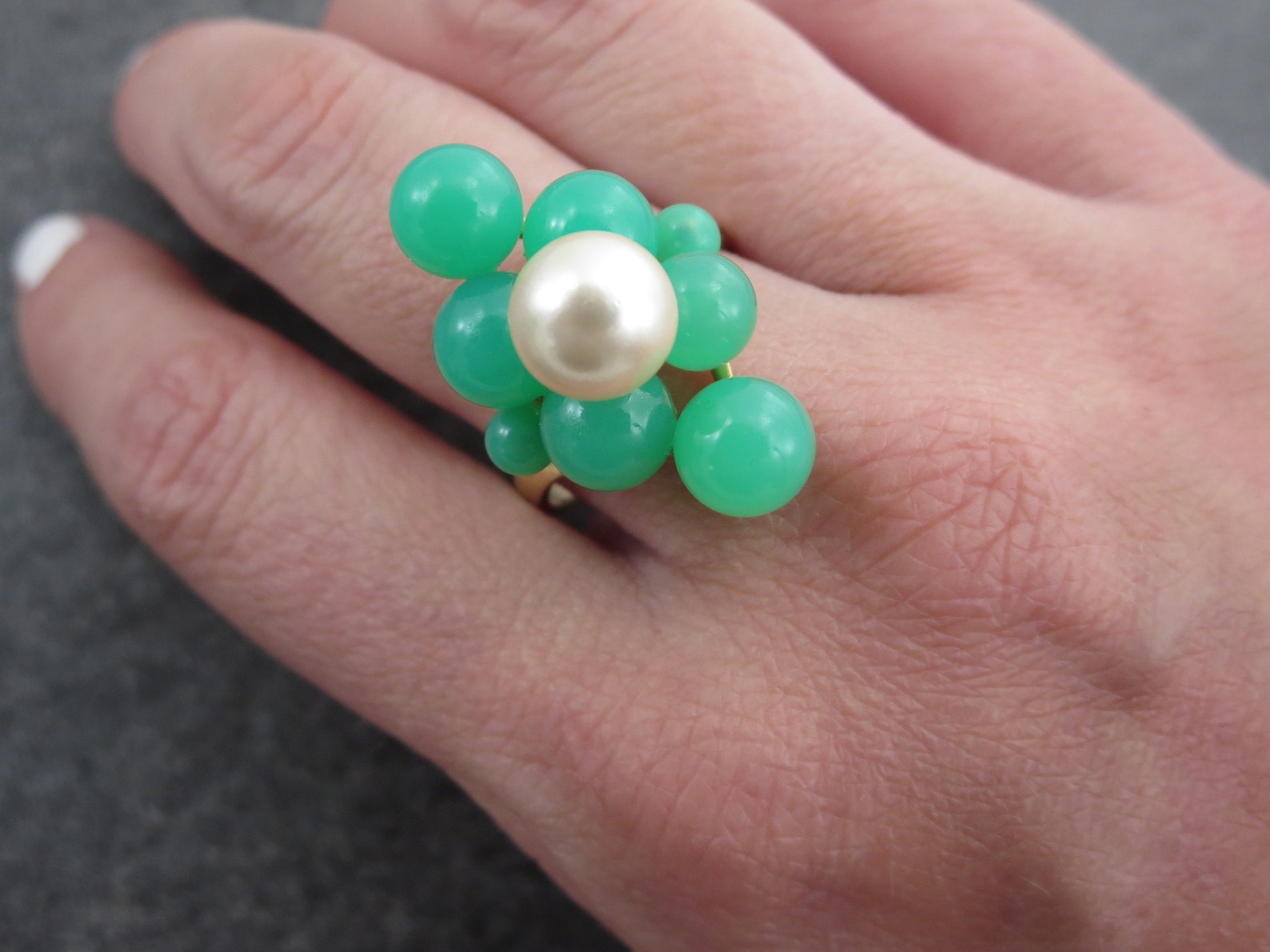 Jade Ring 14k Gold Jade Ball Rings for Women Size 8.5 Faux Etsy