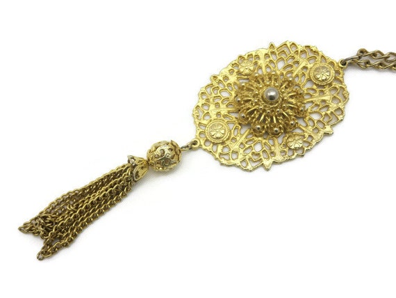 Tassel Necklace - Long Gold Boho, Costume Jewelry… - image 1