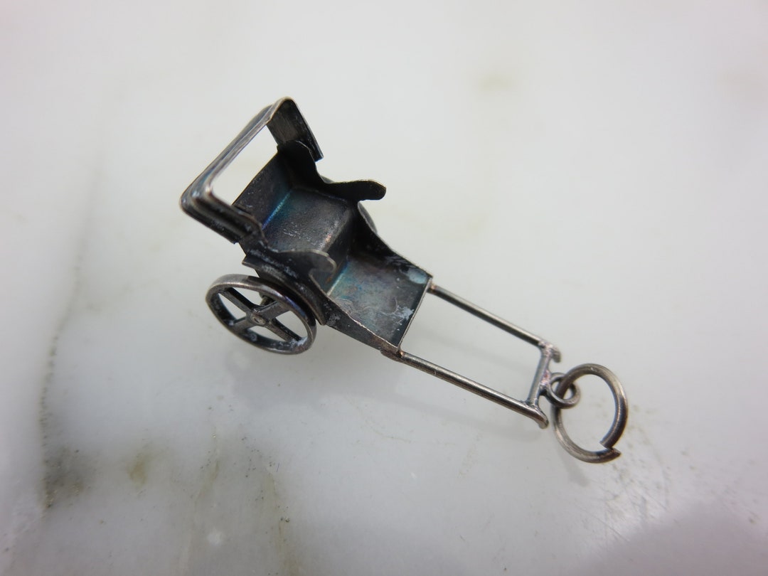 Vintage Silver Rickshaw Charm: Japanese Travel Souvenir Pendant - Etsy