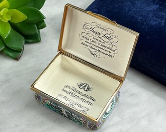 Halcyon Days / Bilston Battersea Enamel Box - Swan Lake