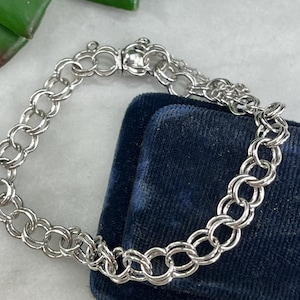 Sterling Silver Charm Bracelet - Multi Link, Vintage Bracelets for Women