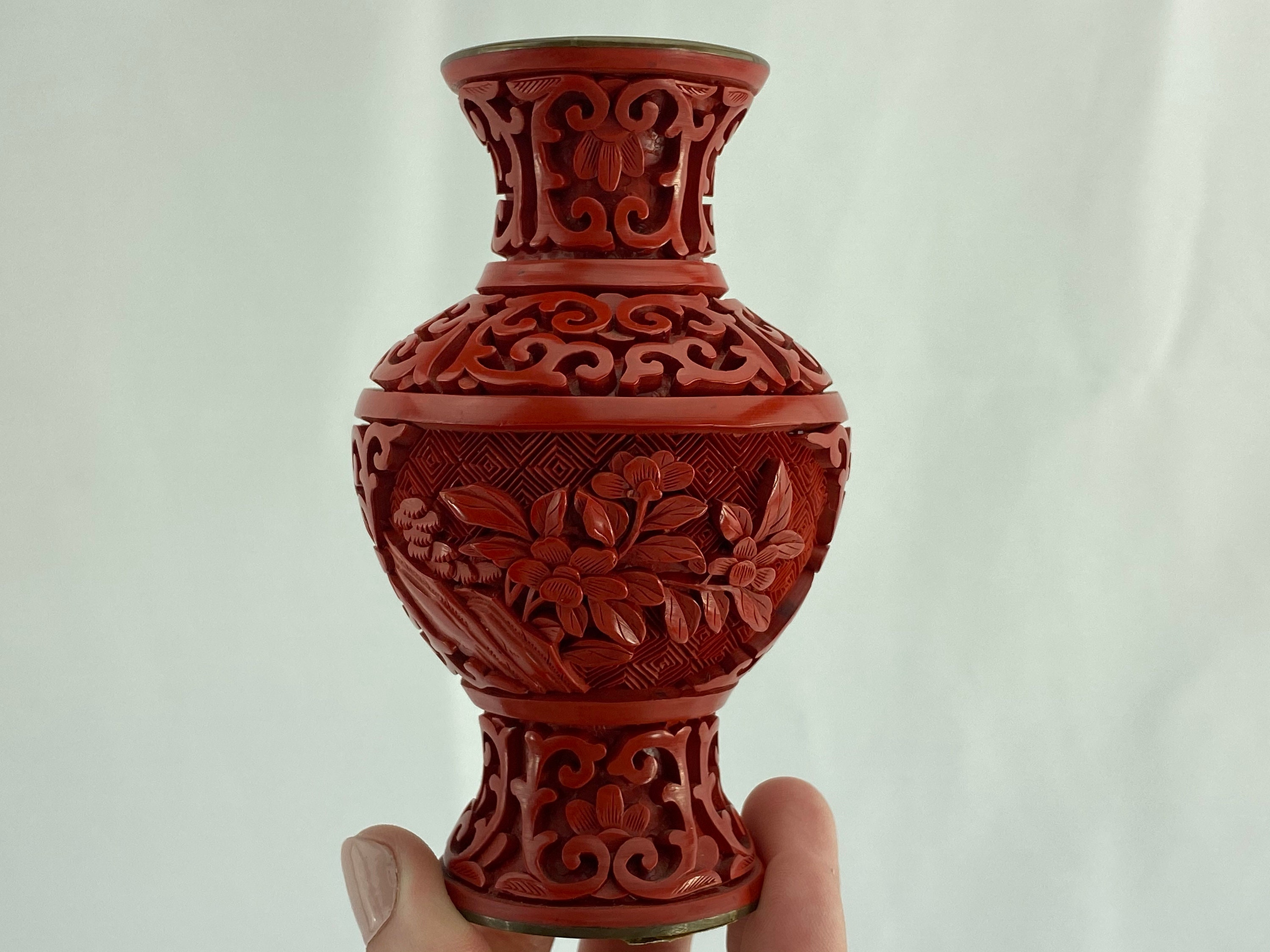 Chinese Vase Carved Lacquer Vase Genuine - Etsy Finland