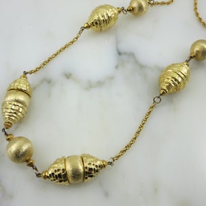 Long Gold Chain Necklace - Vintage Cadoro Mid Century Brutalist Costume Jewelry 1970s