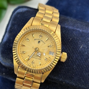 Orologio da polso automatico vintage Glockenspiel da donna, color oro, in funzione