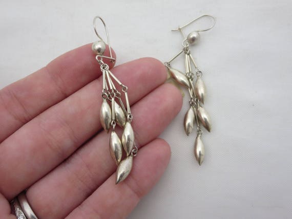 Silver Earrings - Long Dangles, Boho Jewelry Vint… - image 2